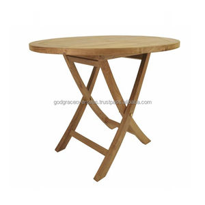 Meubles de maison en bois de haute qualité Table d'appoint en bois massif pour meubles de salon Table ronde pliante en bois - Product Image 3