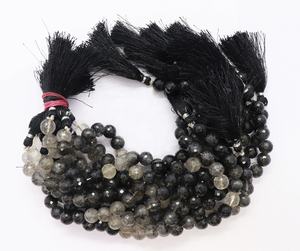 Rutile noir naturel à facettes forme ronde perles de pierres précieuses en vrac brin fait à la main 8mm rutile pour la fabrication de bijoux prix de gros en vrac - Product Image 2