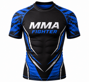 Maillot de compression personnalisé à manches courtes pour MMA, BJJ, Jiu Jitsu, sublimation imprimée, entraînement, gym, vêtements de sport - Product Image 6