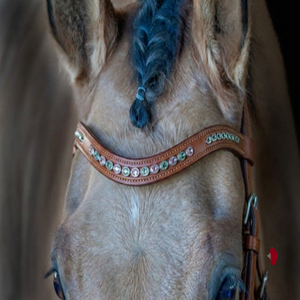 Diadema de cuero acolchada clásica hecha a mano con cristales y pedrería Mega Bling incrustados en canales vacíos, disponible en tallas Full y Cob. - Product Image 3