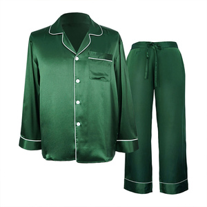Nuevo Conjunto de Pijamas de Satén Ecológico de Moda 100% Seda 2026 Ropa de Dormir Transpirable para Hombre Resistente a las Manchas de Calidad Talla Grande 2026 - Product Image 6