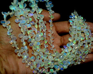 Perles en forme de poire en cristal à facettes en opale éthiopienne véritable 6x4 à 12x9mm 16 pouces perles de pierres précieuses utilisées pour la fabrication de bijoux - Product Image 4