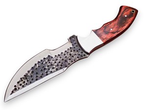 Couteau de chasse et de camping Nordic Forge 1095 en acier, modèle Tracker, avec étui, fabrication artisanale, lame pleine longueur, manche en bois Pakka - Product Image 4