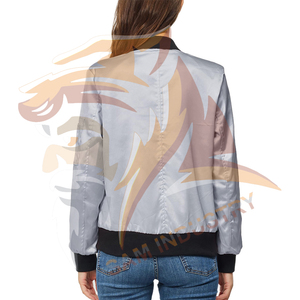 Women's Satin Fabric Bomber Jacket Full Zip Pockets Long Sleeve <b>Stand</b> Collar Casual Outerwear Women Satin Jacket - Product Image 2