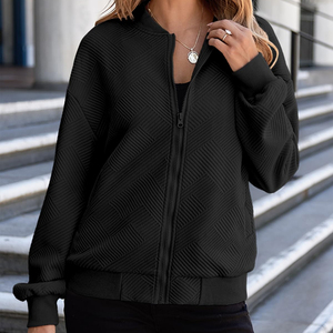 Veste bomber pour femme en polyester/nylon respirant à col montant, vêtements décontractés pour femme, vestes bomber coupe-vent pour femme, automne/hiver - Product Image 4