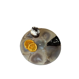 ถาดเค้กหินอาเกตขัดเงาสไตล์ใหม่พร้อมฐานไม้สำหรับงานรื่นเริง - Product Image 5