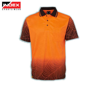 INDEX Men's Orange Black Printed Short Sleeve <b>Polo</b> <b>Shirt</b> <b>With</b> <b>Pocket</b> Casual Sport Wear Regular Fit - Product Image 6