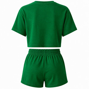 Custom Logo Women’s 2 Piece <b>Crop</b> <b>Top</b> & <b>Shorts</b> Set | Oversized Casual Streetwear Tracksuit | Custom Embroidered Summer Sportswear - Product Image 6