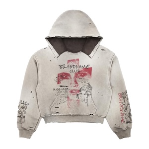 Men's Hooded Sweatshirt Set Printed Cotton Fleece Street Style <b>Tracksuit</b> Winter Wear American <b>Y2K</b> Fashion Oversized Baggy Fit - Product Image 2