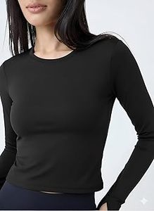 Camiseta Deportiva Vintage Resistente con Orificios para Pulgares, Tecnología de Secado Rápido, Manga Larga, Corte Holgado, Poliéster/Algodón para Mujer - Product Image 2