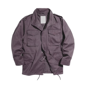 BASRA SPORTS <b>Canvas</b> Zip <b>Jacket</b> Cotton <b>Work</b> Coat Stand Collar Pocket Front Casual Layer Durable Outerwear Autumn Polyester Filled - Product Image 1