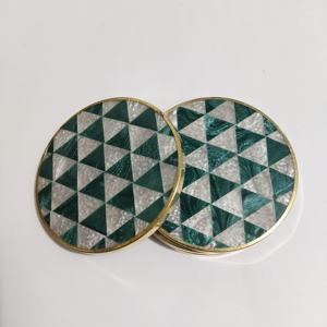 Golden Touch Eco-Friendly Retro Resin Geometric Inlay <b>Coasters</b> Mother Pearl Touch New Pattern Decorative Drink <b>Coasters</b> <b>Set</b> 4 - Product Image 5