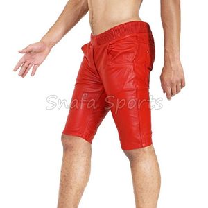 Shorts en cuir véritable noir pour homme, coupe slim, haute qualité, sur mesure, toutes tailles et couleurs. - Product Image 4