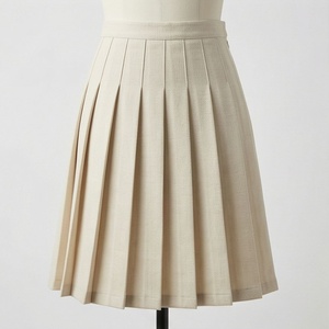 Falda Plisada hasta la Rodilla para Mujer, Color Sólido, Tejido de Poliéster, Cintura Regular, Transpirable, para Todas las Temporadas - Product Image 1