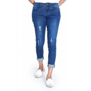Vaqueros ajustados casuales de moda para mujer 2026, pantalones de mezclilla elásticos de cintura alta con bordado, lavables - Product Image 1