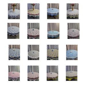 Indian Artisan Hand Block Floral Print Cotton 4 Seater <b>Round</b> Dining <b>Table</b> Cover for Wedding Parties Elegant Decorative Home - Product Image 6