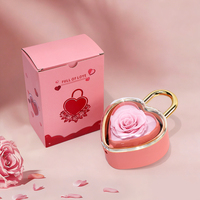 Kotak Perhiasan Kalung Cincin Bunga Abadi Mawar Berputar Bentuk Hati Mewah Hari Valentine, Hadiah untuknya