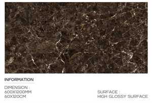 Thunder Smoke <b>Black</b> <b>Polished</b> Porcelain Tile High Glossy Marble Look 600x1200mm Floor and Wall Tile - Product Image 2