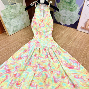 Vestido Maxi de Seda para Mujer, Sexy, Estilo Princesa, Manga Corta, Lavable, Simple, Natural, Casual/Formal, Elegante y Cómodo para Diversas Ocasiones - Product Image 3