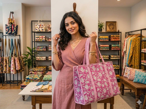 Sac fourre-tout matelassé en coton élégant Le Souvenirs pour une touche florale, sac à bandoulière léger et durable avec poches intérieures et fermeture éclair - Product Image 2