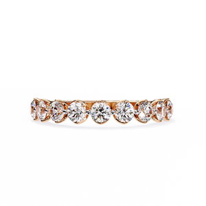 Anillo de Oro Amarillo de 10k, 14k, 18k con Nueve Piedras Redondas Brillantes de Media Eternidad y Engaste Compartido en U para Aniversario - Product Image 1