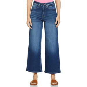 Pantalones Vaqueros de Pierna Ancha Personalizados para Mujer, Diseño Moderno, Vaqueros de Mezclilla con Spandex, Cierre de Cremallera, Cintura Media, de Bangladesh - Product Image 1