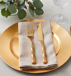 Ensemble de cuillères de service en bambou plaqué or, finition miroir, design moderne durable, ustensiles de fête et articles de cuisine - Product Image 5