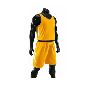 Conjunto de camiseta de baloncesto amarilla para hombre, camiseta sin mangas transpirable de poliéster, pantalones cortos, uniforme deportivo para adultos - Product Image 2