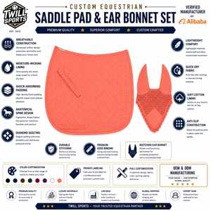 Housse de cou en maille matelassée corail pour selle de cheval, unisexe, en tissu tissé, personnalisable, imprimé numérique, motif uni, Velcro - Product Image 5