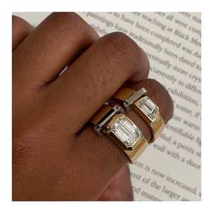 <b>Diamond</b> Wedding Band 14k 18k Solid Gold Men Trapezoid Lab Grown Bezel Set Matte Step Cut Anniversary <b>Ring</b> Manufacturer Wholesale - Product Image 4
