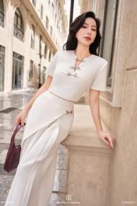 Chemise courte à col mandarin pour femme, style chinois, manches courtes, couleur unie, tissu polyester, vêtements de bureau EVAREL - Product Image 3