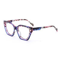 Monture optique œil-de-chat en acétate avec lamination couleur, aux nuances vives et variées, pour fournisseur de lunettes en gros avec logo personnalisé OEM