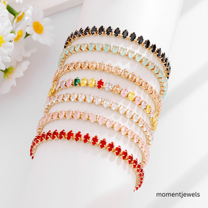 Brazalete Abierto Ajustable con Eslabones de Piedras de Colores y Zirconia Geométrica Chapado en Oro de 18k para Mujer, Ideal para Fiestas - Product Image 1