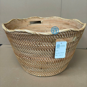 Cestas de Almacenamiento Redondas de Ratán Tejidas a Mano con Asas, Diseño Natural, Cestas Organizadoras Sostenibles, Venta al Por Mayor - Product Image 2