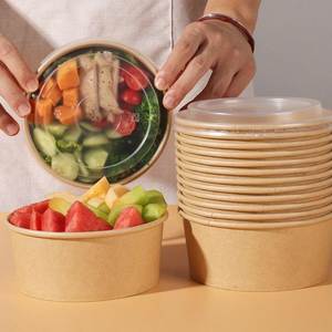 Tazón de Papel Kraft/Blanco Compostable, Contenedor Desechable para Alimentos, para Servir Galletas, Sushi, Bocadillos, Ensaladas, Grado Comercial, 500 ml - Product Image 2