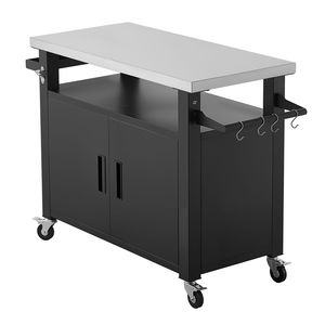 Outdoor Storage Cart with 53.1 Inch Stainless Steel Grill <b>Table</b> and Waterproof <b>Kitchen</b> <b>Island</b> Cabinet - Product Image 1