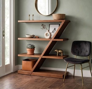 Modern <b>Wooden</b> Tiered Shelf 4-Tier Freestanding Backless <b>Bookcase</b> For Living Room Home Furniture Midcentury Design - Product Image 1