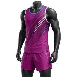 Uniforme de Running Personalizado para Hombre, Conjunto de Camiseta y Pantalones Cortos Sublimados, Ropa Deportiva Transpirable de Secado Rápido, Traje Atlético OEM - Product Image 3