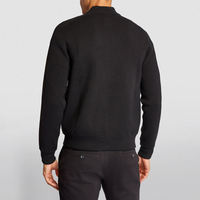Blouson bomber noir pour homme, fermeture éclair, col montant, rembourrage en polyester, vêtement décontracté pour l'automne