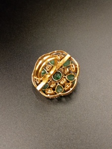 floral Shape Cocktail <b>Ring</b> With green doublet Stone and moissanite Gold Plated handmade Glam ethnic Style <b>adjustable</b> <b>ring</b> - Product Image 2
