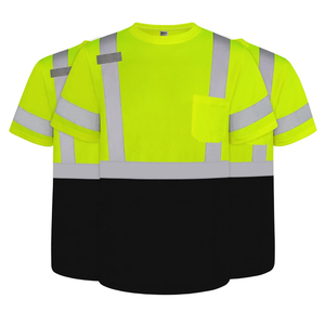 เสื้อยืดแขนสั้นสะท้อนแสงแบบสองสี คอกลม สำหรับงานนิรภัย ราคาโรงงาน ขายส่ง - Product Image 1