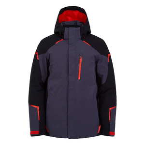 Combinaison de ski imperméable, veste de snowboard à capuche, veste de ski zippée, vêtements de neige, vestes de ski noires pour hommes, couleur unie, polyester - Product Image 1