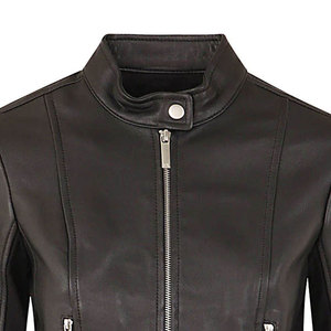 <b>Women's</b> Genuine Sheep Skin Bomber <b>Jacket</b> Full Sleeve Zipper Closure Stand Collar Regular Length Solid Color Breathable Quick Dry - Product Image 5