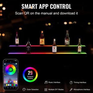 Espositore da Parete a 2 Livelli da 48 Pollici con Illuminazione LED per Bar, Liquori e Whisky, in Acrilico, per Uso Commerciale e Domestico - Product Image 3