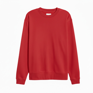 Suéter de Punto Unisex Rojo de Cuello Redondo y Manga Larga, Corte Regular, Color Sólido, Ropa Casual de Otoño - Product Image 1