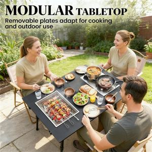 Mesa de Picnic Plegable Negra para Acampar, Actividades al Aire Libre o Café, Mesa de Exterior Duradera y Portátil - Product Image 2