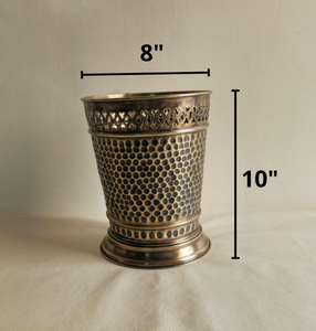 Pot à fleurs traditionnel en laiton de haute qualité, fait main, finement gravé, pour la conservation des fleurs, décoration pour la maison et le jardin. - Product Image 6