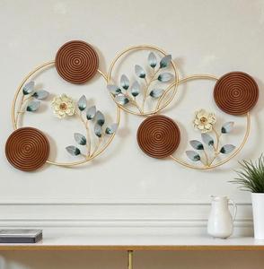 Modern Metal Wall <b>Art</b> Circular Foliage Design Gold Frame Boho Home Decoration <b>Large</b> 33-40 Inch Handmade - Product Image 4