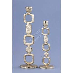 Porte-bougie en métal doré abstrait, petit et grand, décoration moderne pour la maison, support de bougie, vaisselle de luxe, fait main, durable - Product Image 1