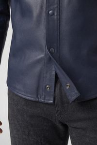 Camisa de Hombre de Cuero Genuino con Botones, Camisa de Cuero Vacuno Premium, Manga Larga, Estilo Casual y de Negocios, Diseño Personalizado - Product Image 6